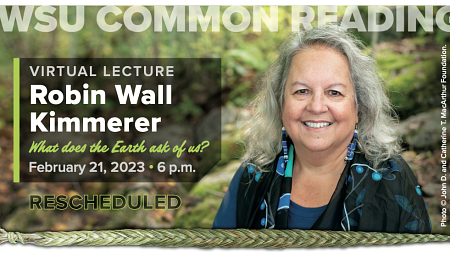 Event flyer featuring portrait of Robin Wall Kimmerer