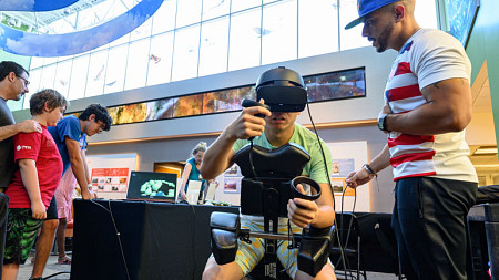 Danny Pimentel doing virtual reality research with children