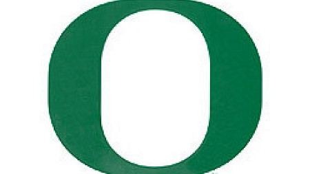 Green University of Oregon O logo against white background