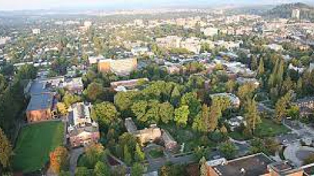 bird's eye view of University of Oregon campus