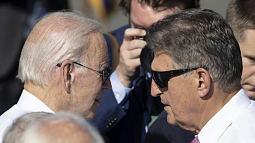 President Joe Biden and Senator Joe Manchin speak face-to-face at a White House celebration
