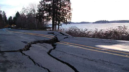 pavement on Washington State Route 302 after the Nisqually earthquake of 2001