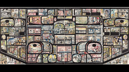 mural of comic panels by Michael Nicoll Yahgulanaas